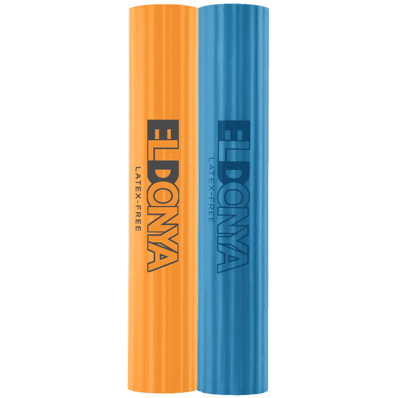 Eldonya Flex Therapy Bar (Orange+Blue / Medium+Hard) – Resistance Bar for Physical Therapy, Tennis Elbow, Golfer’s Elbow, Tendonitis Relief, Improve Grip Strength