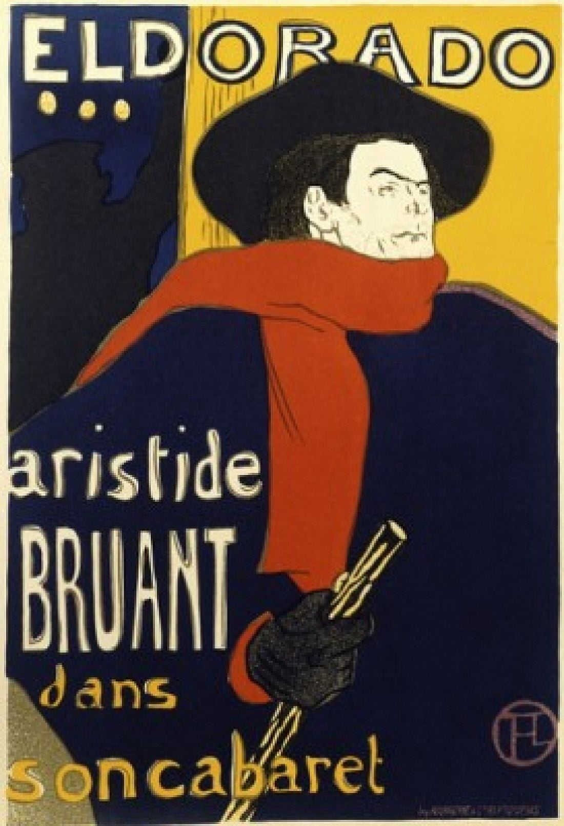 Eldorado-Aristide Bruant dans son Cabaret Henri de Toulouse-Lautrec (1864-1901French) Lithograph Canvas Art - Henri de Toulouse-Lautrec (24 x 36)
