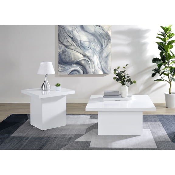 Eldridge White High Gloss 2-piece Coffee Table Set