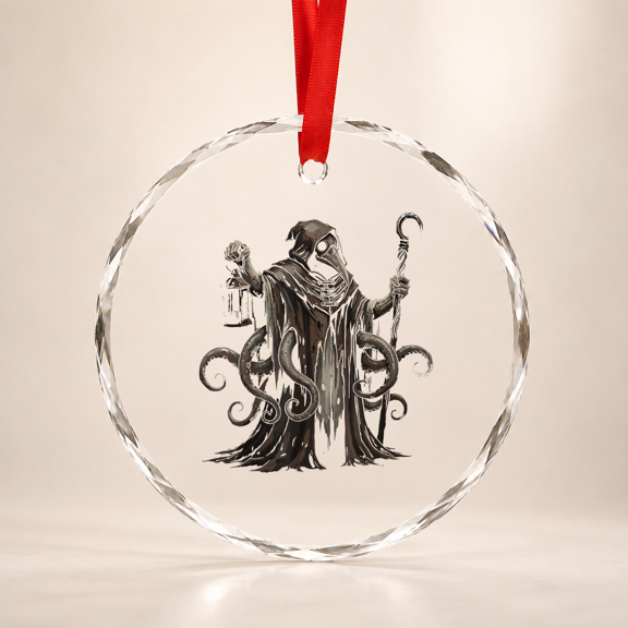 Eldritch Plague Doctor Tentacle Monster Dark Fantasy Horror Glass Ornament