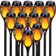 thumbnail image 1 of 12-Pack Solar Tiki Torch Light with Flickering Flame for Halloween Decorations, Waterproof Outdoor Solar Light Decor for Garden Yard Pathway Patio, 1 of 9
