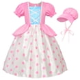 thumbnail image 1 of EleFairy Girls Pink Polka Dot Princess Costume Dress Up Outfits with Hat (3T/100), 1 of 6