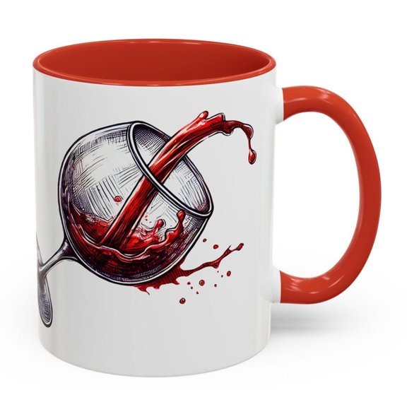 EleG1ANT Spilled Wine Art Mug - Vintage Red Wine Gla1ss Illustration - Aesthetic Alcohol Lover Gift - Gothic Bar DE1cor-Unique Wine Drinker Cup