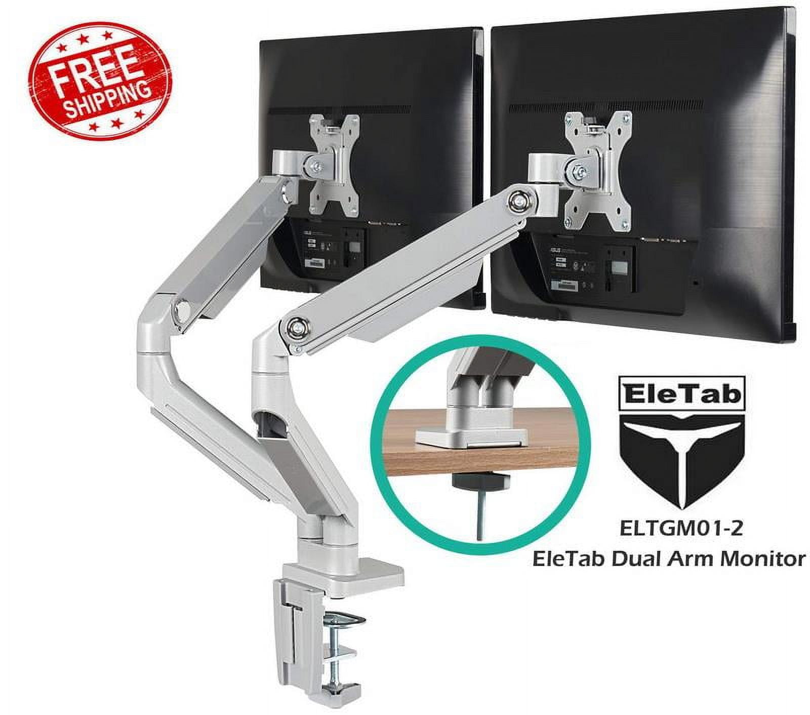 EleTab DualArm Monitor Desk Arm ELTGM012 Stand Adjustable w/ VESA