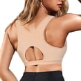 thumbnail image 1 of Eleady Women Post-Surgical Sports Support Bra Full Coverage Front Closure with Adjustable Straps Wirefree Racerback(Beige Large), 1 of 7