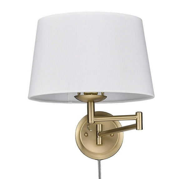 Wry Lighting Eleanor 1-light Swing Arm Wall Lamp in Brushed Champagne Brass