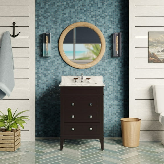Eleanor 24" Bathroom Vanity with Chocolate Cabinet and Carrara Marble Top