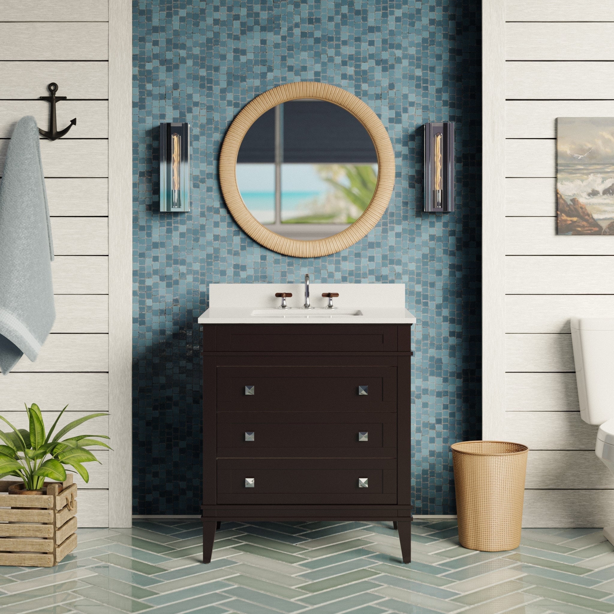 Eleanor 30" Bathroom Vanity with Chocolate Cabinet and Quartz Top