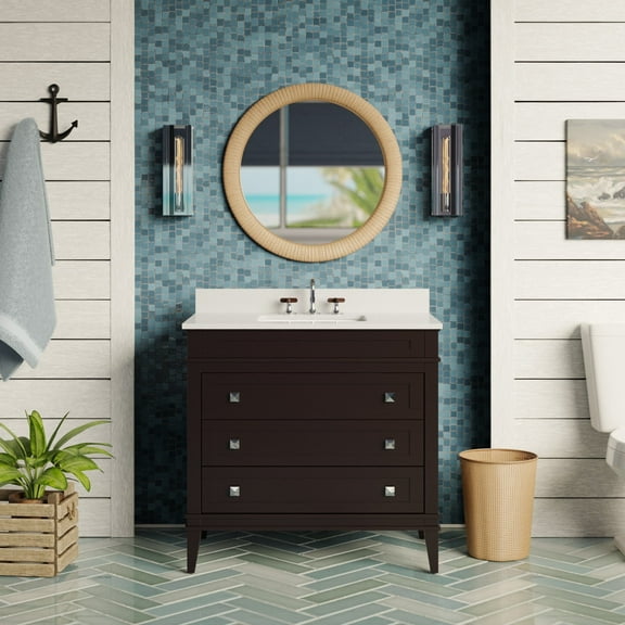 Eleanor 36" Bathroom Vanity with Chocolate Cabinet and Quartz Top