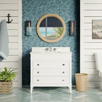 Eleanor 36" Bathroom Vanity with White Cabinet and Carrara Marble Top