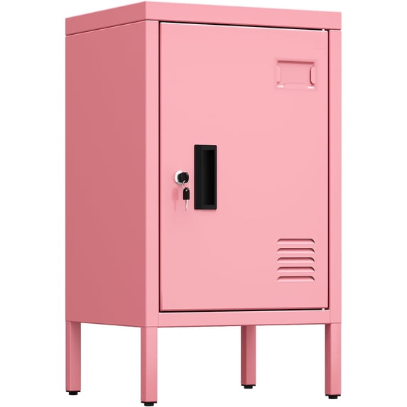 Eleanor Grace 24.4" H Metal Locker Storage Cabinet with 1 Doors, Locker Nightstand with Adjustable Leveling Foot and Adjustable Shelves,Small Lockers for Home, Office, Assembly Required, Pink