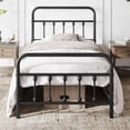 thumbnail image 1 of Eleanor Grace Classic Metal Platform Bed Frame Mattress Foundation with Victorian Style Iron-Art Headboard/Footboard/Under Bed Storage/No Box Spring Needed/Twin XL Size Black, 1 of 9