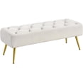 thumbnail image 1 of Eleanor Grace Modern Ottoman Bench Boucle Bench Upholstered Footrest for Living Room with Gold Metal Legs and Padded Seat Ivory, 1 of 9