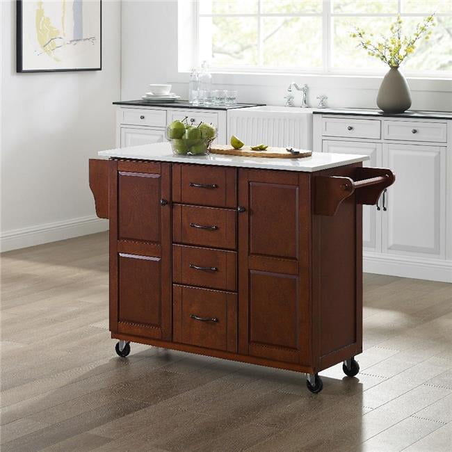 Eleanor Mahogany and White Granite Top Kitchen Island