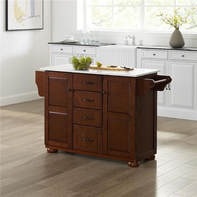 Eleanor Mahogany and White Granite Top Kitchen Island