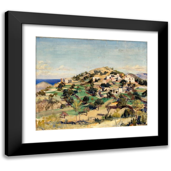 Eleanor Harris 14x12 Black Modern Framed Museum Art Print Titled - Hill with White Houses