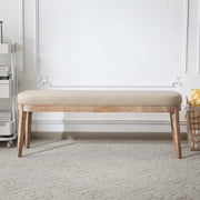 Eleanor Mid-century Upholstered Dining Bench, Entryway Bench with Solid Wood Frame, Beige