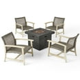 thumbnail image 1 of Eleanor Outdoor 5 Piece Wood and Wicker Club Chairs and Fire Pit Set, Mixed Black, 1 of 11