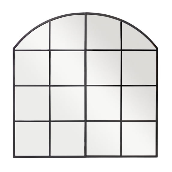 Eleanor Oversized Arched Metal Window Pane Wall Mirror - Black - 60"H x 60"W