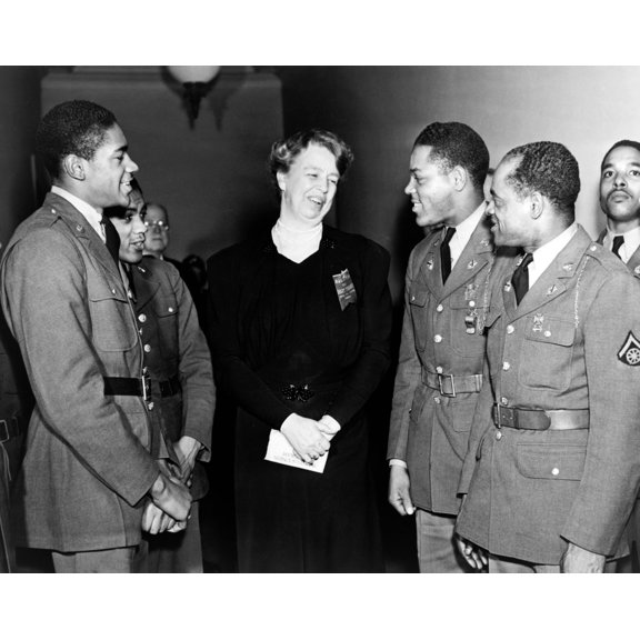 Eleanor Roosevelt Greets African American Troops Roosevelt Shortly After United States Entry Into World War Ii. She Would Continue Her Recognition Of African Americans In The Segregated Military