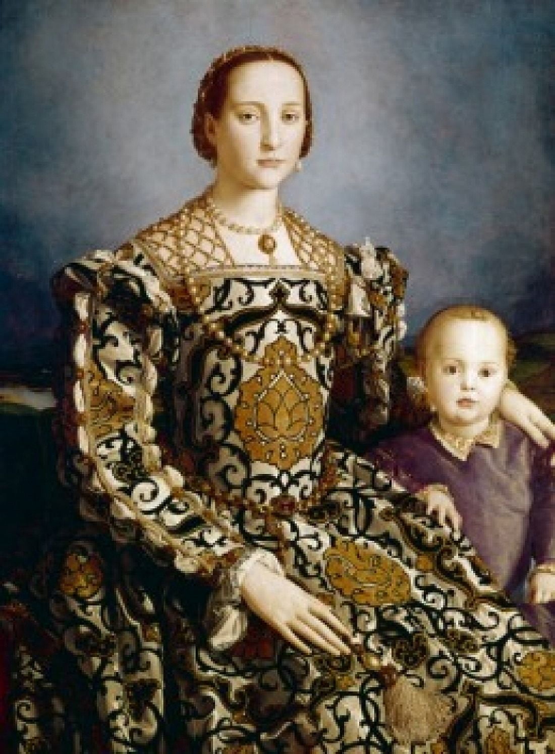 Eleanor of Toledo and her son Giovanni de Medici by Agnolo Bronzino Circa 1550 1503-1572 Italy Florence Galleria degli Uffizi Canvas Art - Agnolo Bronzino (24 x 36)