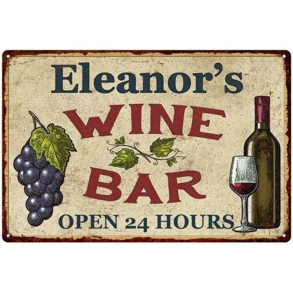 Eleanor's Rustic Wine Bar Sign Wall Decor Kitchen Gift 12 x 18 Matte Finish Metal 112180056742
