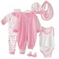 thumbnail image 1 of Eleanos 0-3m Baby Girl Boy Gifts Newborn Gift Set Baby Girls Boys 8pcs Clothes Outfits Newborn Cotton Hat Bibs Pants Sock Set Take Me Home Set, 0-3months, 1 of 12