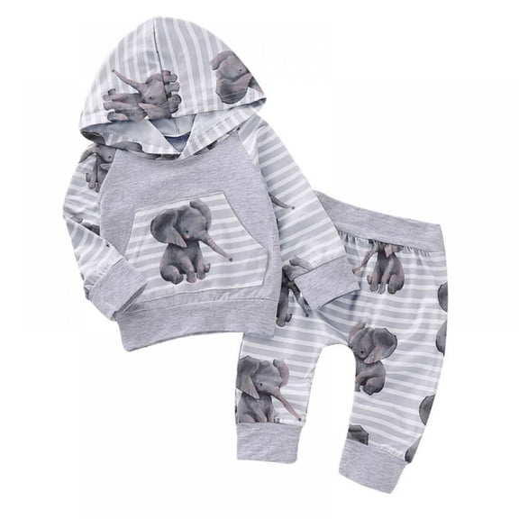 Eleanos 2-pieceBaby Girl Long Sleeve Clothing Suit Elephant Print Set