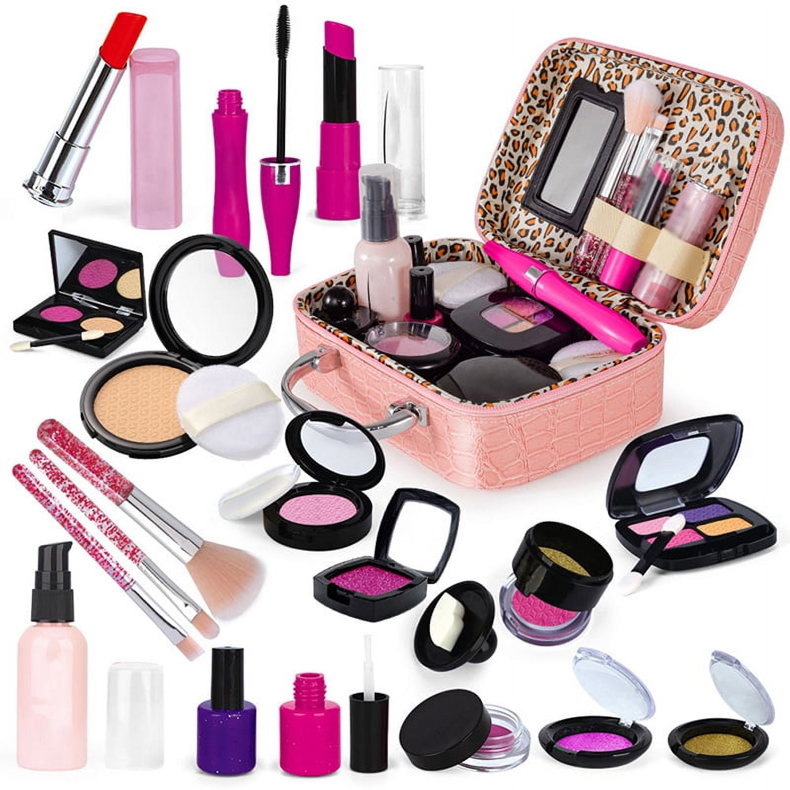 Eleanos 21Pcs Girls Fake Makeup Kits with Box Children Play House Toys