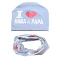 thumbnail image 1 of Eleanos 2Pcs Kids Toddler Baby Cotton Caps I Love Mama&Papa Print Beanie Hats Scarf Neck Warmer Sets, 1 of 2