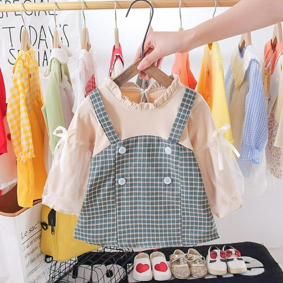 Eleanos Baby Girls Dress Spring Princess Plaid Skirt Infant Plaid Tutu Skirt Party Princess Formal Outfit Clothes