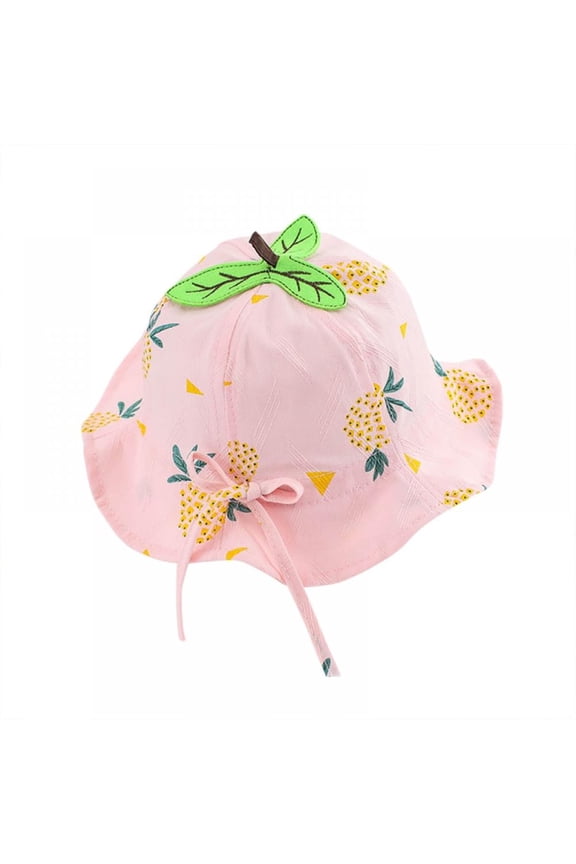 Baby Sun Hat Wide Brim Bucket Hats Outdoor Summer Hat for Toddler Infant Girls Pineapple Print Bow Breathable Hat