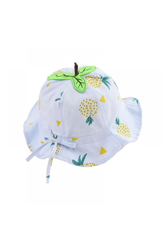 Baby Sun Hat Wide Brim Bucket Hats Outdoor Summer Hat for Toddler Infant Girls Pineapple Print Bow Breathable Hat