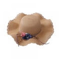 thumbnail image 1 of Eleanos Children Kids Sun Hat Girl Summer Floral Design Beach Straw Hats Flat Cap, 1 of 2