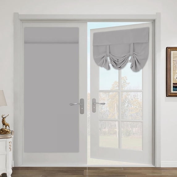 Xinhuaya Gray Solid High Shading French Door Curtains, 26” x 68”