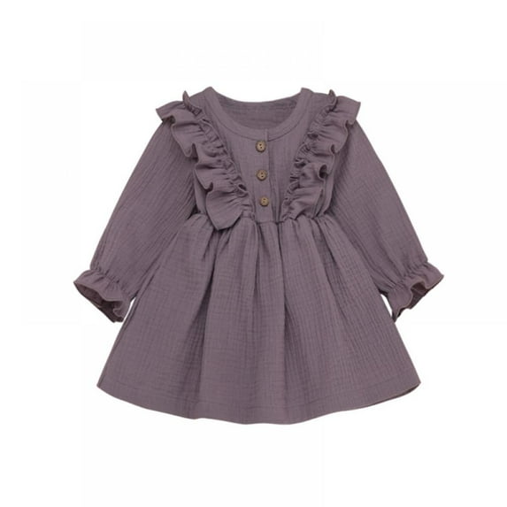 Eleanos Spring Autumn Baby Infant Girls Cotton Linen Long Sleeved Ruffled Clothing T-Shirts Tops