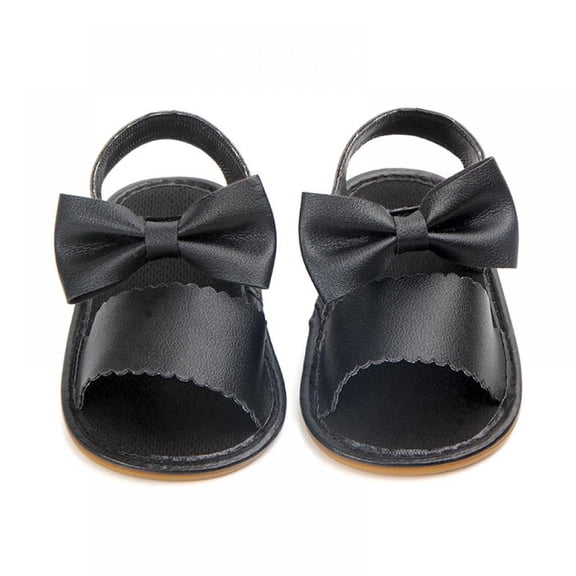 Eleanos Summer Newborn Baby Cute PU Sandals Soft Sole Anti-slip Bow-knot Crib Walking Shoes