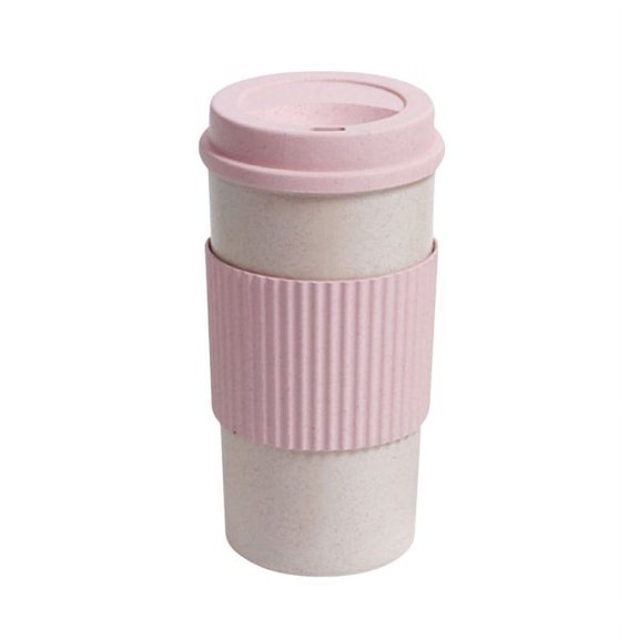 Eleanos Wheat Fiber Double-Layered Insulation Straw Coffee Cup Travel Leakproof Gift Mugs 350/450/550ml