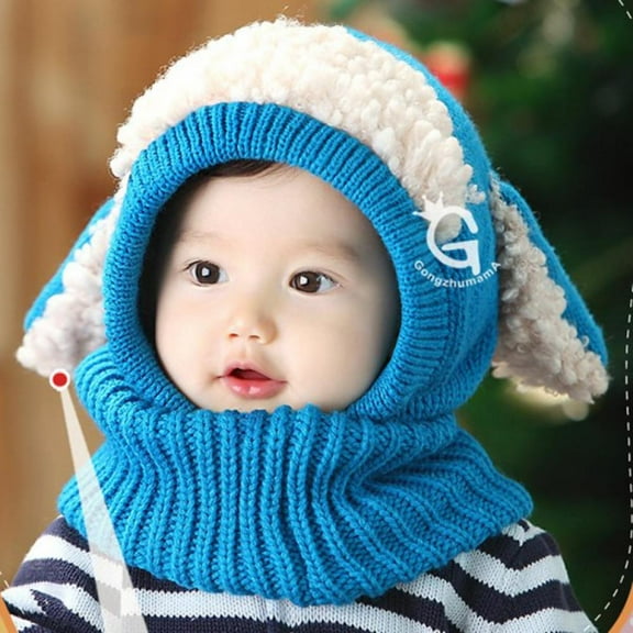 Eleanos Winter Baby Warm Woolen Scarf Hats Suitable For Babies Aged 6-36 Months