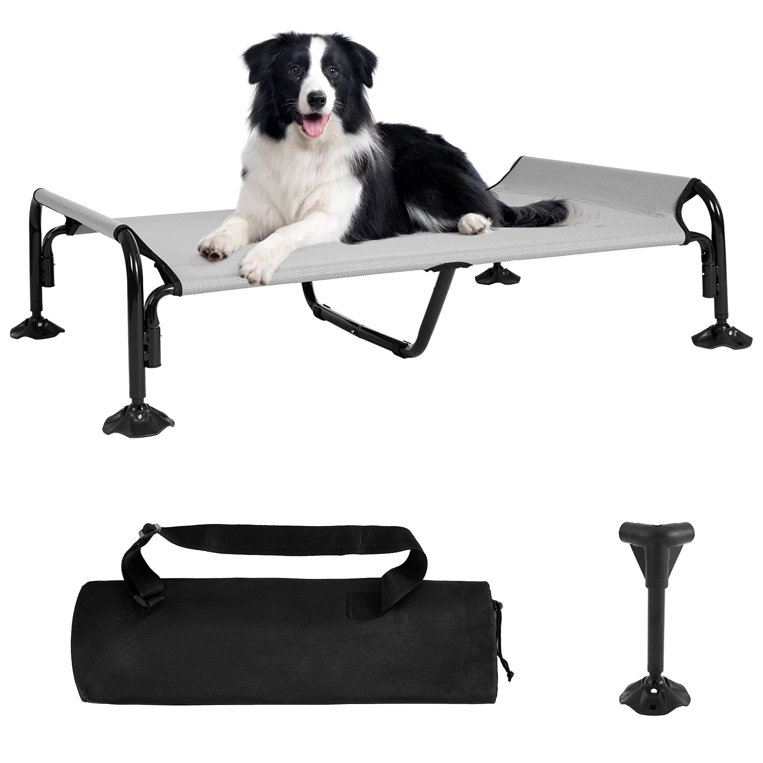 Furggis Elevated Dog Bed with Anti-Slip Feet, Large Gray