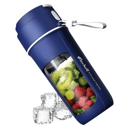 Elechelf Personal Blender, 12oz Portable Handheld Fresh Juice Blender with USB Rechargeable for Shakes and Smoothies-New (Blue)