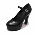 thumbnail image 1 of Elecsop Black Heels, Comfortable Chunky High Heels Platform Mary Janes Heels, Elegantes Closed Toe Womens Pumps with Ankle Strap for Casual Work Wedding, 1 of 6