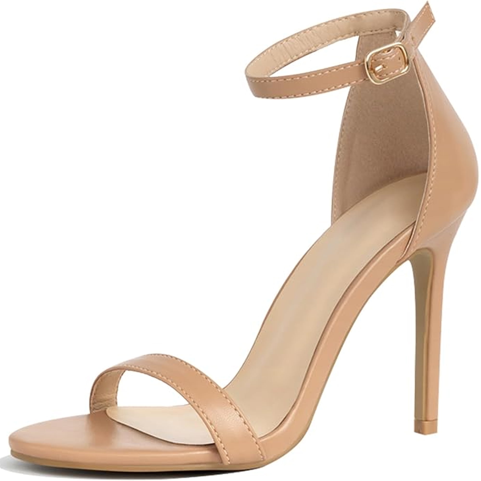 Elecsop Heels, Elegantes Open Pointed Toe Nude Heels for Women, Summer Comfortable Ankle Strap