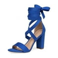 thumbnail image 1 of Elecsop Heels for Women, Comfortable Chunky Block High Heels, Sexy Fashsion Strappy Lace Up Heels for Women, Blue, 1 of 10