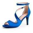 thumbnail image 1 of Elecsop High Heels, Comfortable Sexy Open Toe Pointed Heels for Women, Elegant Cross Strap Dress Stiletto Heels with Buckle for Wedding Prom Party Work Holiday, Blue, 1 of 8