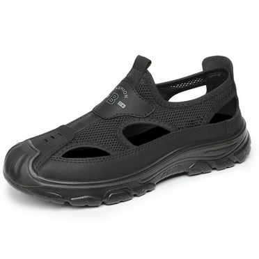 Elecsop Men's Closed Toe Sandals, Outdoor Comfortable Lightweight Casual Mens Sandals, Black