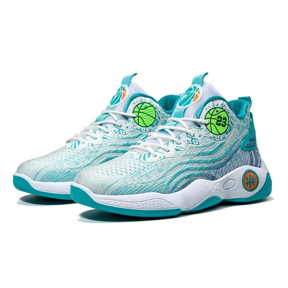 Elecsop Mens Basketball Shoes Breathable High Top Fashion Printed Athletic Sneakers, Green