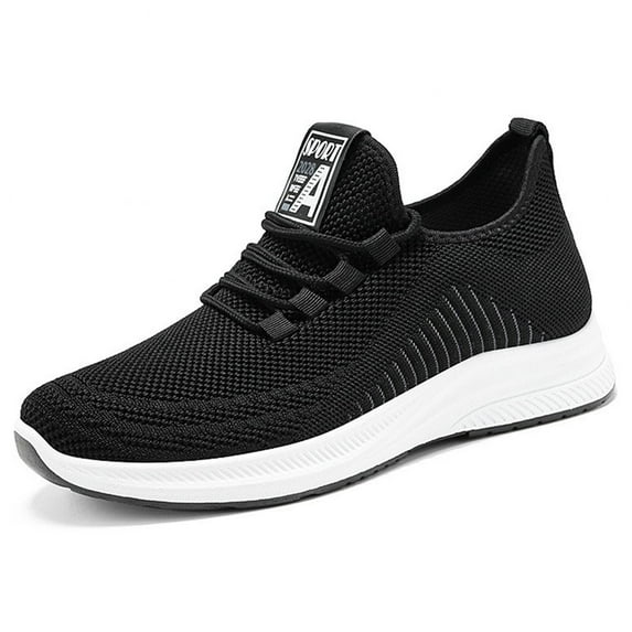 Elecsop Running Shoes for Men, Lightweight Breathable Knit Upper Fashion Sneakers for Men, Outdoor Casual Comfortable Walking Shoes for Men Athletic Jogging Gym, Black