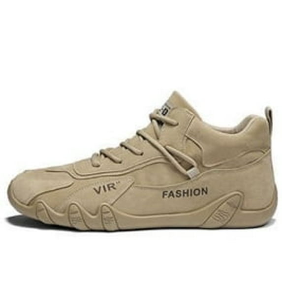Elecsop Sneakers for Men, Casual Fashion Non-Slip Walking Shoes for Men for Hiking, Comfortable Lightweight Leather Vintage Trail Running Shoes Men Outdoors, Khaki
