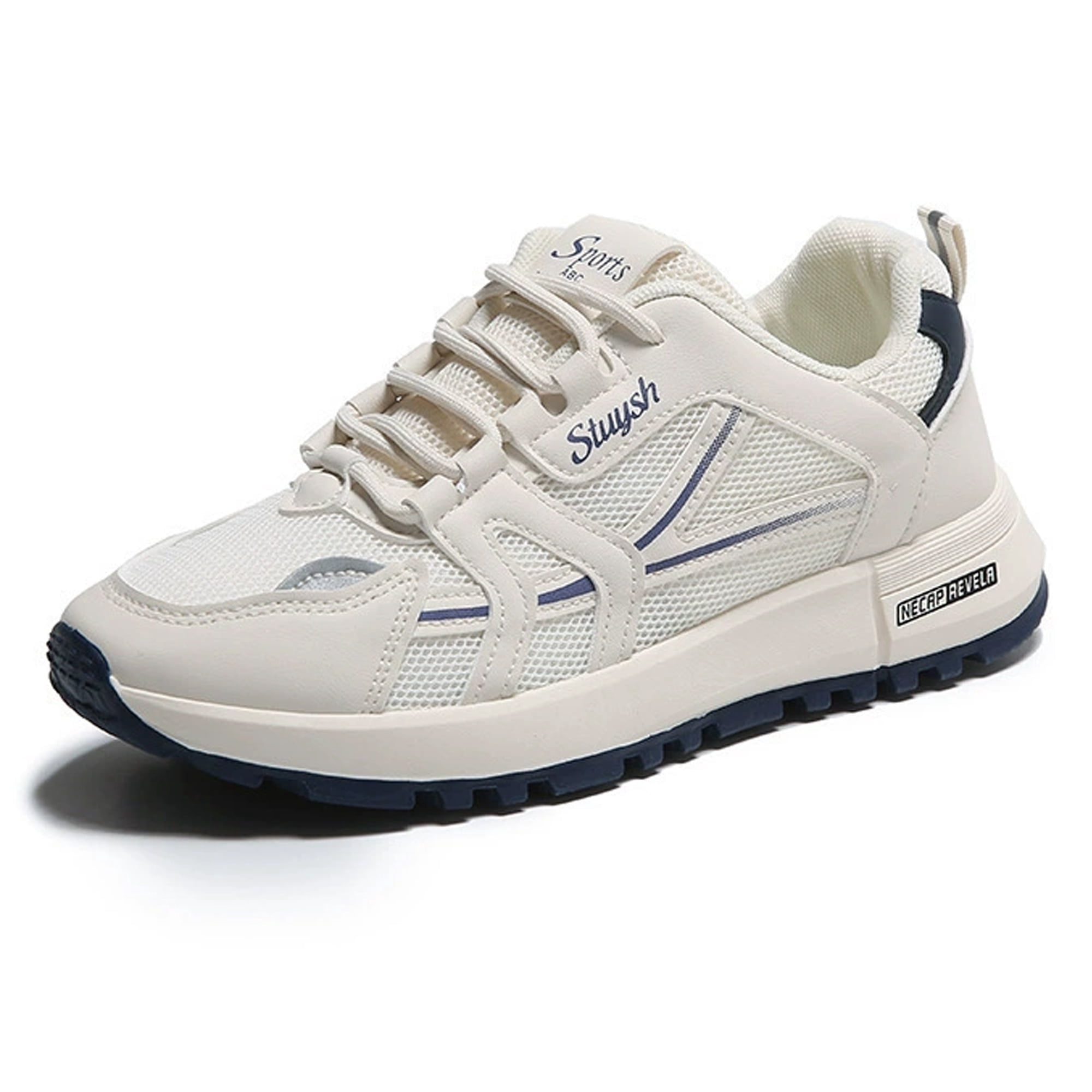 Sneakers for Women, Fashion Comfortable Running Shoes Lightweight, Breathable Low Top Mesh Tennis Shoes Womens Non Slip Lace-Up for Gym, White